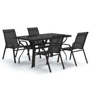 vidaXL Ensemble à manger de jardin 5 Pièces Noir