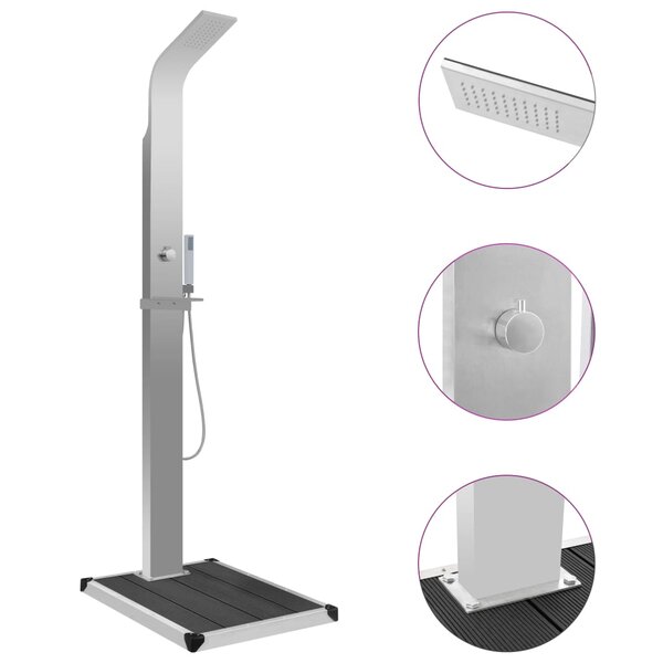 vidaXL Douche d'extérieur avec receveur de douche WPC Acier inoxydable