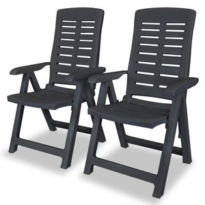vidaXL Chaises inclinables de jardin lot de 2 Plastique Anthracite