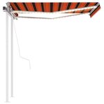 vidaXL Auvent automatique capteur de vent et LED 3x2 5 m Orange marron