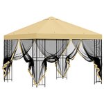 vidaXL Abri de jardin avec parois 3 x 3 m Crème Polyester et Acier
