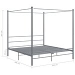 vidaXL Cadre de lit à baldaquin sans matelas gris métal 200x200 cm
