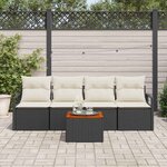 vidaXL Ensemble de canapé de jardin 5 Pièces Noir et blanc