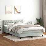 vidaXL Sommier à lattes de lit et matelas gris clair 160x220cm velours