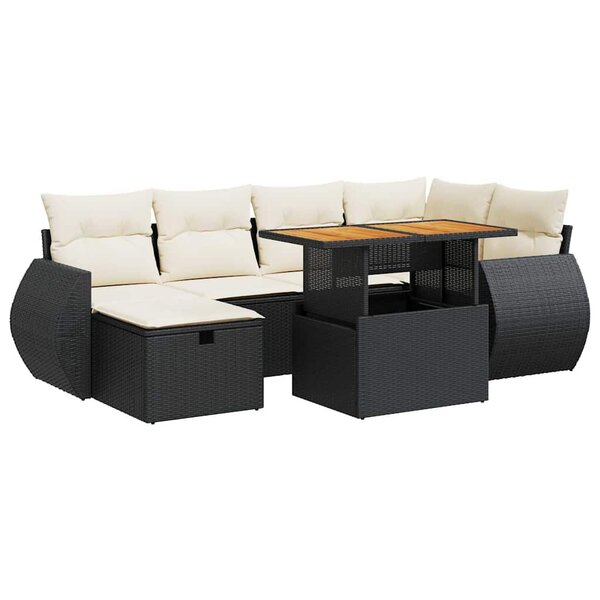 vidaXL Salon de jardin avec coussins 8 Pièces noir résine tressée acacia