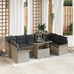 vidaXL Ensemble de canapé de jardin 10 pièces avec coussins en rotin poly gris clair