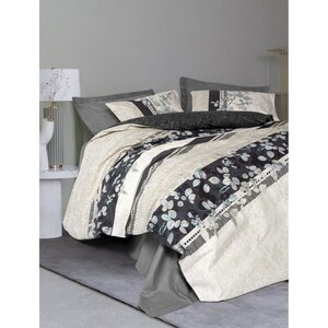 Parure de lit coton renforcé - housse de couette 220 x 240 + 2 taies d'oreiller 60 x 60 - Anthracite