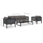 vidaXL Salon de jardin 6 Pièces avec coussins résine tressée anthracite