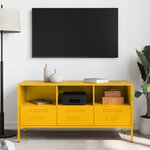 vidaXL Meuble TV jaune moutarde 100 5x39x50 5 cm acier
