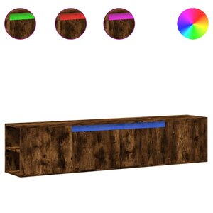 vidaXL Meuble TV mural avec LED chêne fumé 180x31x39 5 cm