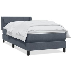 vidaXL Sommier à lattes de lit et matelas gris foncé 90x220 cm velours