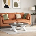 vidaXL Pieds de table basse en forme de X  2 pièces  blanc  70 x (30-31) cm  acier