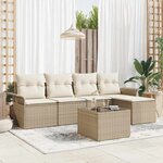 vidaXL Ensemble de canapé de jardin 6 Pièces Beige Poly rotin