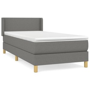 vidaXL Sommier à lattes de lit avec matelas Gris foncé 100x200cm Tissu