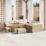 Ensemble de Canapé de Jardin vidaXL 13 Pièces avec Coussins Beige Rattan Acacia