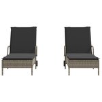 vidaXL Chaises longues avec coussins lot de 2 gris résine tressée