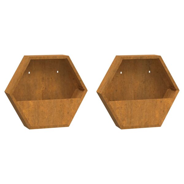 vidaXL Jardinières murales 2 Pièces Rouillé Acier corten 46x10x40 cm