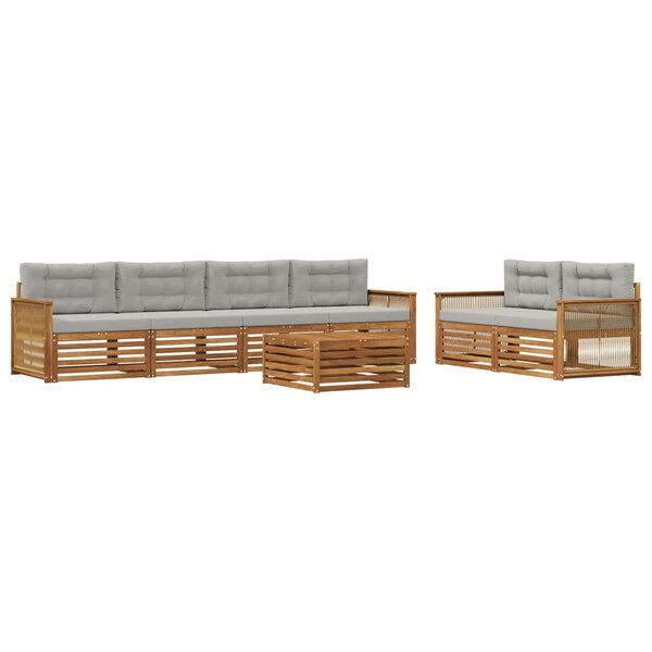 vidaXL Ensemble de canapés d'extérieur 7 Pièces Naturel et gris clair