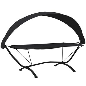 vidaXL Lit de repos d'extérieur avec auvent Noir Acier et tissu Oxford