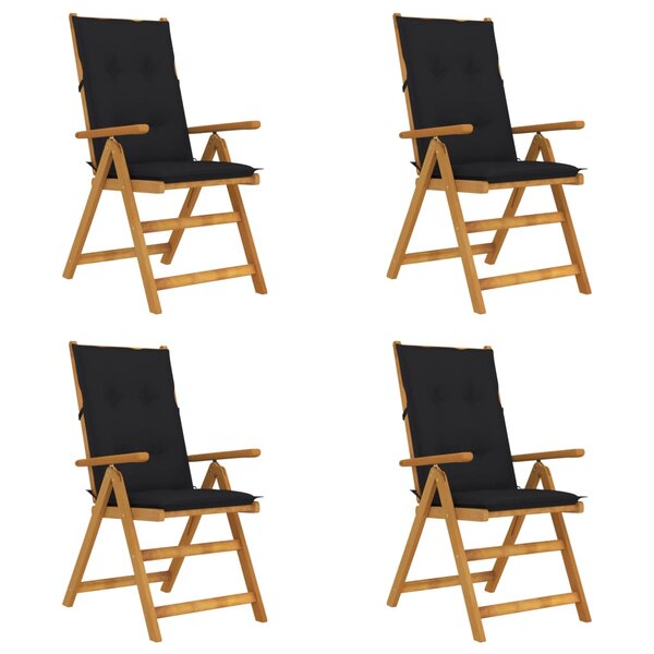 vidaXL Chaises inclinables de jardin 4 Pièces avec coussins Bois d'acacia