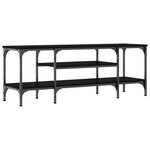 vidaXL Meuble TV noir 121x35x45 cm bois d'ingénierie et fer