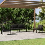 vidaXL Salon de jardin 4 Pièces avec coussins Aluminium Anthracite