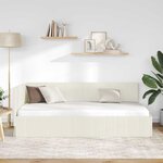 vidaXL Cadre de lit d'angle Crème 90 cm x 200 cm tissu