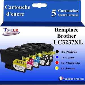 T3AZUR Lot de 5 Cartouches compatibles avec Brother LC3237 XL pour Brother MFC-J6947DW