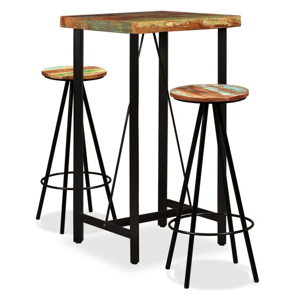 vidaXL Ensemble de bar 3 Pièces Bois de récupération massif