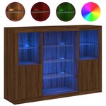 vidaXL Buffets avec lumières LED 3 Pièces chêne brun bois d'ingénierie