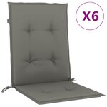 vidaXL Coussins de chaise à dossier bas lot de 6 gris foncé mélangé