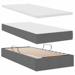 vidaXL Lit de rangement LED avec matelas Gris foncé 90 x 190 cm Tissu