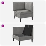 vidaXL Sofa avec rangement Gris clair Velours