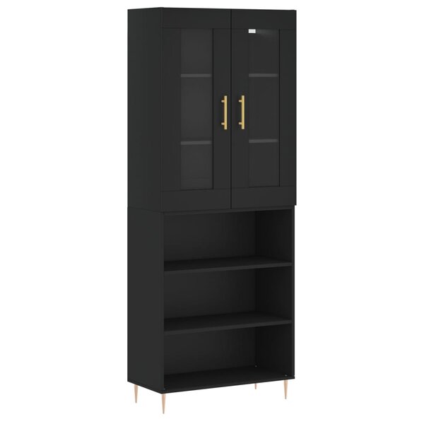 vidaXL Buffet haut Noir 69 5x34x180 cm Bois d'ingénierie