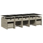 vidaXL Ensemble à manger de jardin et coussins 15 Pièces gris clair rotin