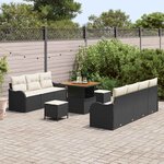 vidaXL Ensemble de canapé de jardin 10 Pièces Noir polyrotin