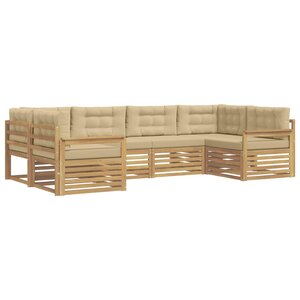 vidaXL Ensemble de canapés d'extérieur 6 Pièces Blanc et Beige