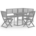 vidaXL Ensemble de bistro 4 Pièces Bois d'acacia solide Gris