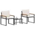 vidaXL Ensembles de meubles 3 Pièces Noir et blanc crème Rotin