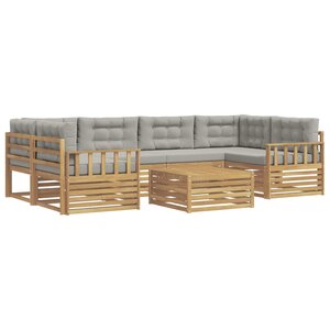 vidaXL Ensemble de canapés d'extérieur 7 pc Blanc et gris clair