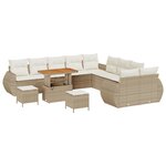 Ensemble de canapé de jardin de 13 pièces avec coussins beige en poly rotin acacia