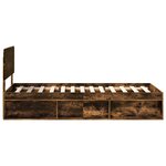 vidaXL Cadre de lit avec tête de lit Chêne fumé 75 x 190 cm Pin massif