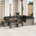 vidaXL Ensemble de canapé de jardin 13 Pièces Gris Poly rotin