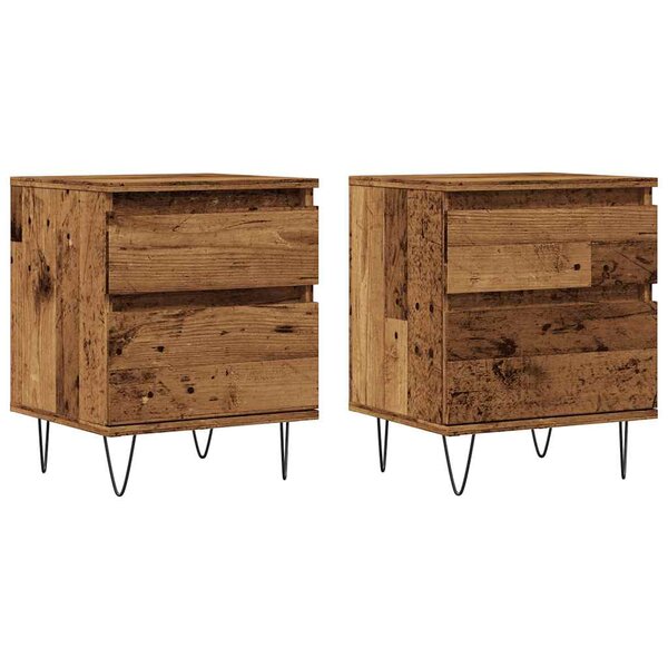 vidaXL Tables de chevet 2 Pièces vieux bois 40x35x50 cm bois d’ingénierie