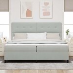 vidaXL Lit à ressorts avec matelas Gris clair 200 x 200 cm tissu