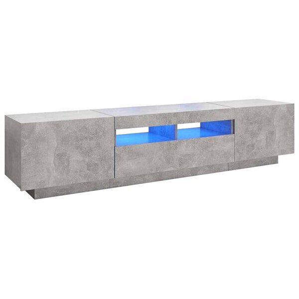 vidaXL Meuble TV avec lumières LED Gris béton 180x35x40 cm