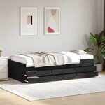 vidaXL Lit de jour avec tiroirs sans matelas noir 90x200 cm