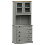vidaXL Buffet haut VIGO gris 80x40x176 cm bois massif de pin