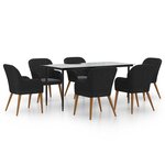 vidaXL Mobilier de salle à manger de jardin avec coussins 7 Pièces Noir