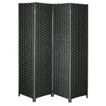 Paravent en nylon noir 4 panneaux
